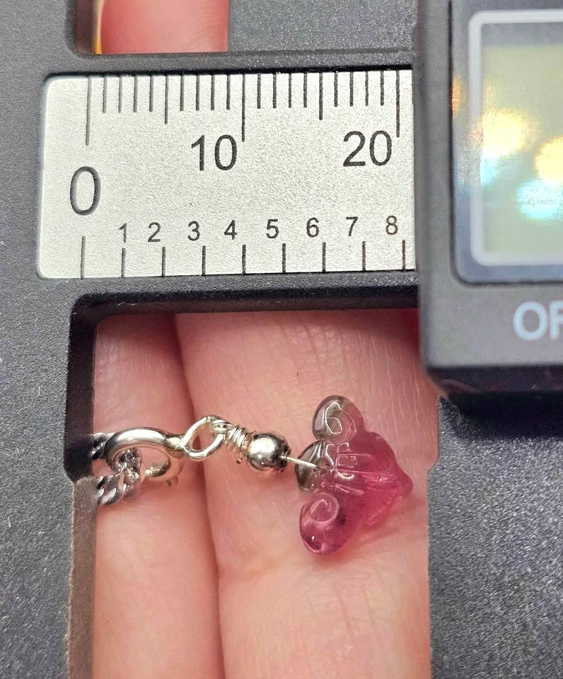 Premium Grade Watermelon Tourmaline Ruyi 925 Charm Necklace