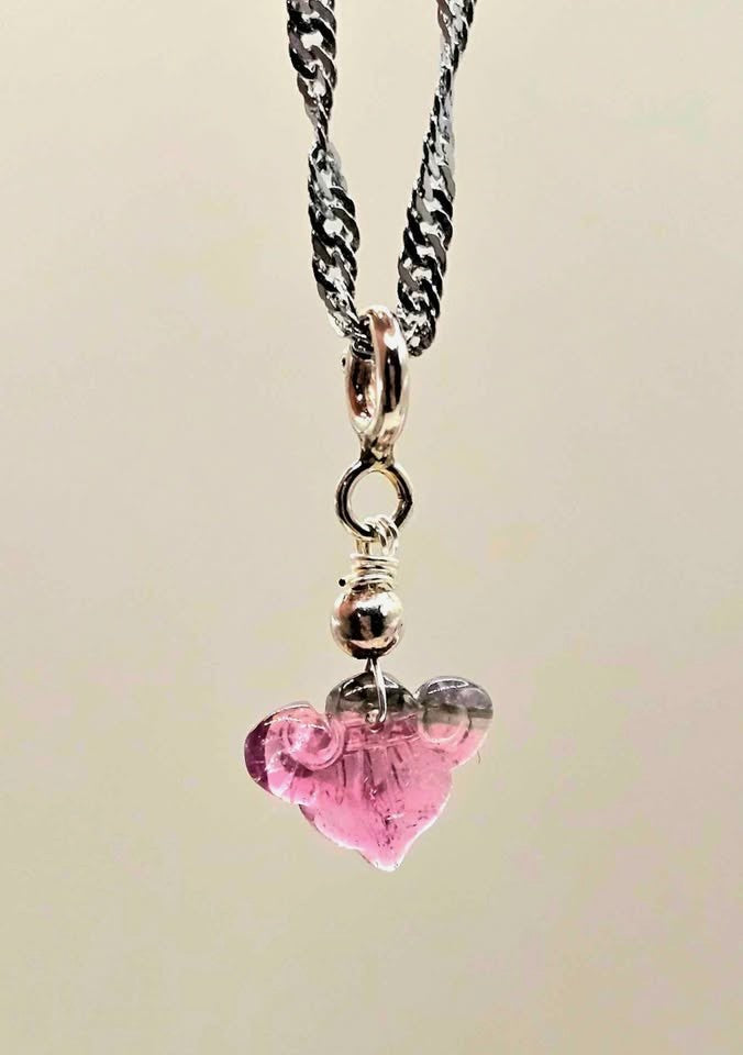 Premium Grade Watermelon Tourmaline Ruyi 925 Charm Necklace