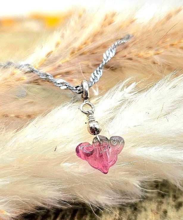 Premium Grade Watermelon Tourmaline Ruyi 925 Charm Necklace