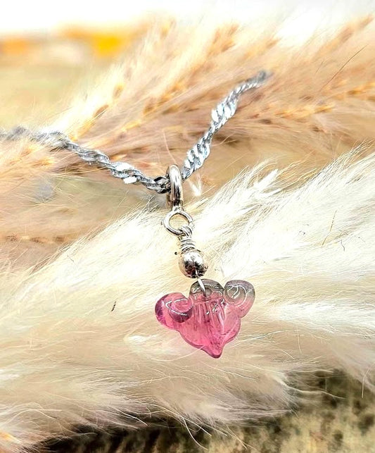 Premium Grade Watermelon Tourmaline Ruyi 925 Charm Necklace