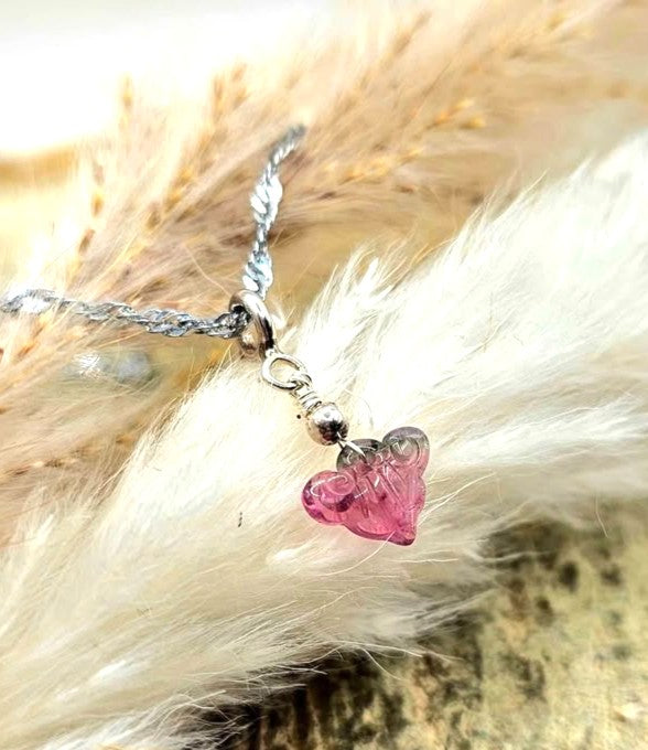 Premium Grade Watermelon Tourmaline Ruyi 925 Charm Necklace