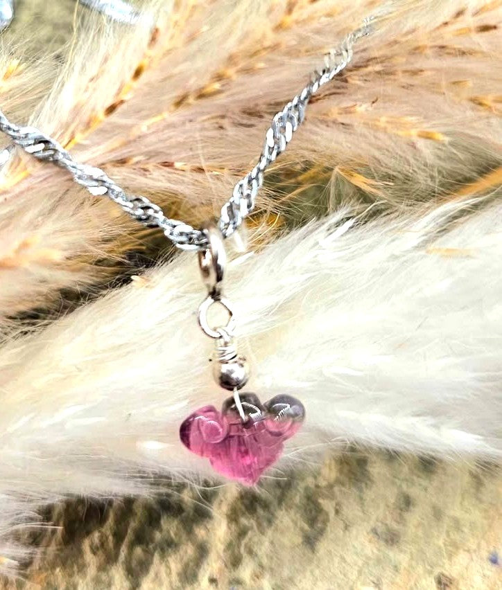 Premium Grade Watermelon Tourmaline Ruyi 925 Charm Necklace