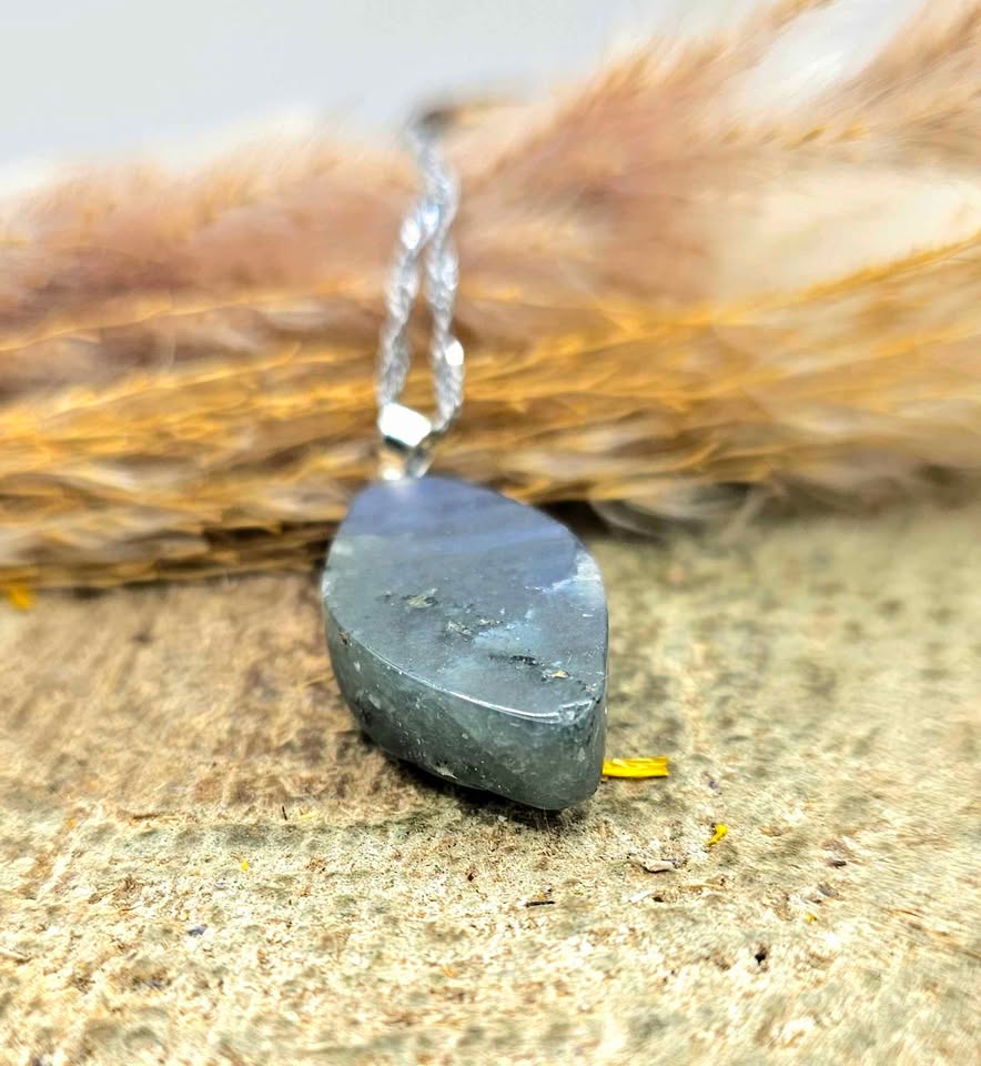Nature Labradorite Carved Flashy Origin Of Life Pendant Necklace