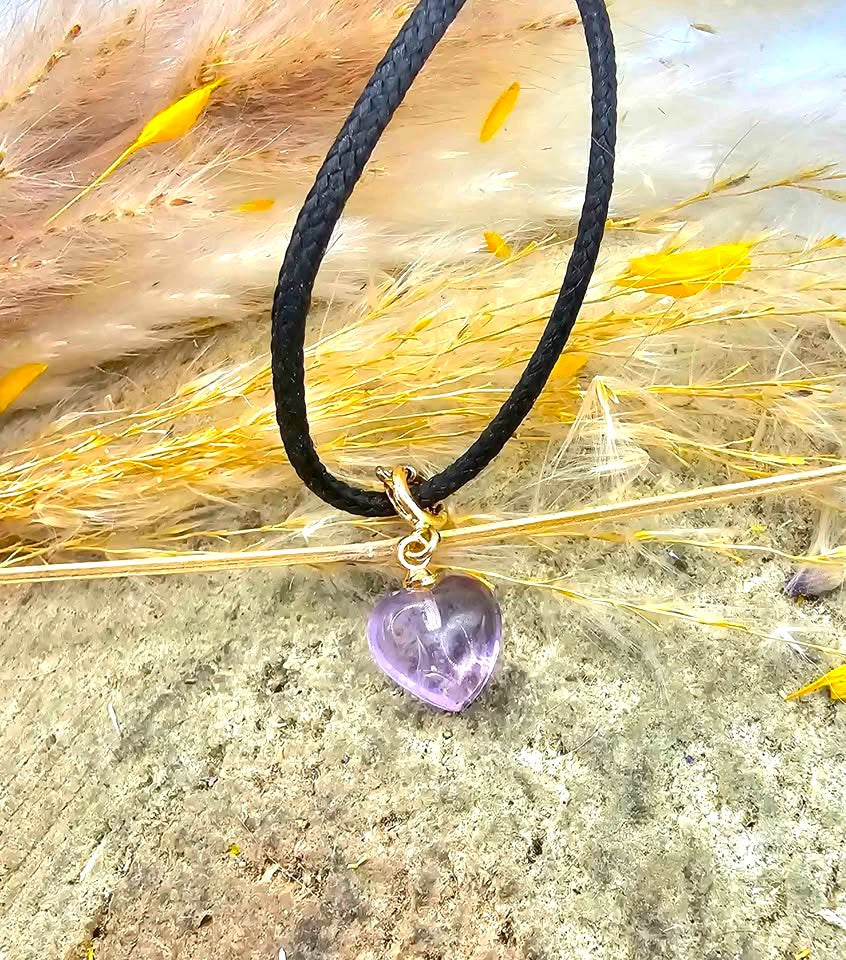 Nature Lavender Amethyst Heart Charm Necklace