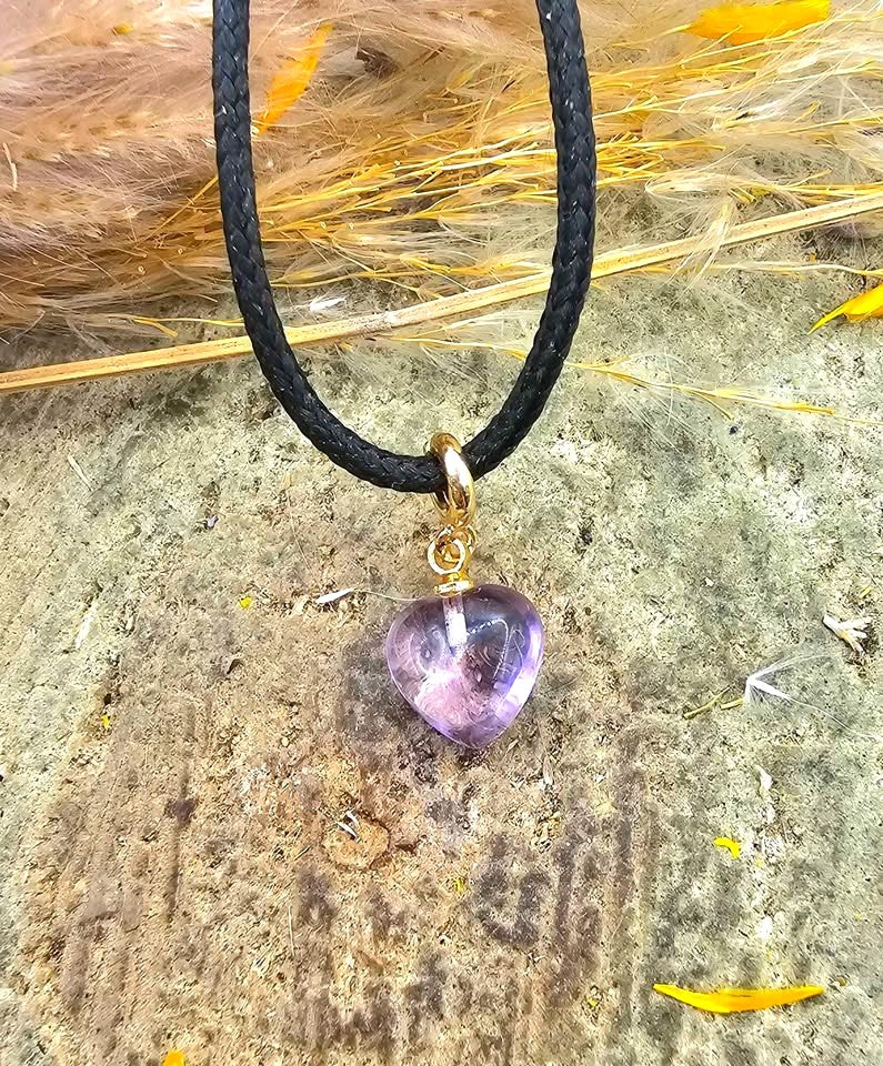 Nature Lavender Amethyst Heart Charm Necklace