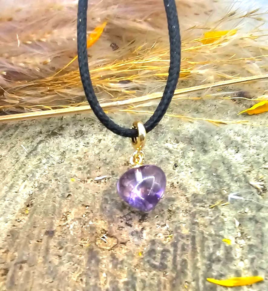 Nature Lavender Amethyst Heart Charm Necklace