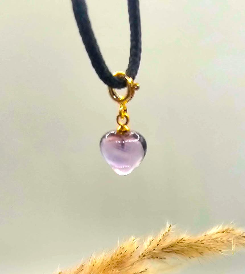 Nature Lavender Amethyst Heart Charm Necklace