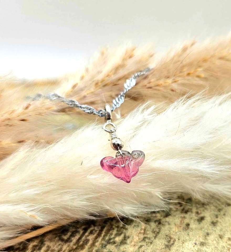 Premium Grade Watermelon Tourmaline Ruyi 925 Charm Necklace