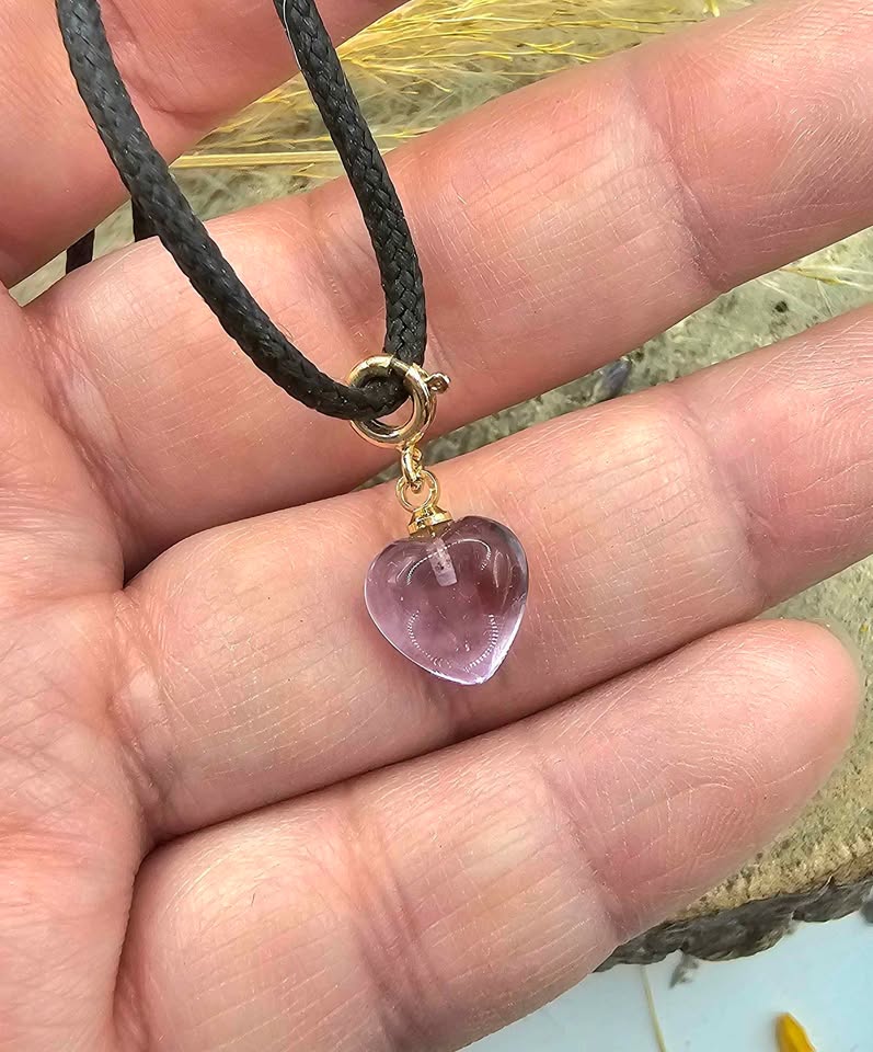 Nature Lavender Amethyst Heart Charm Necklace