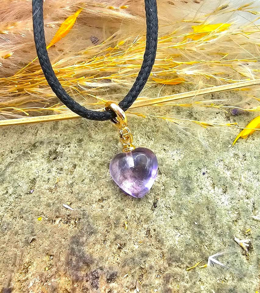 Nature Lavender Amethyst Heart Charm Necklace