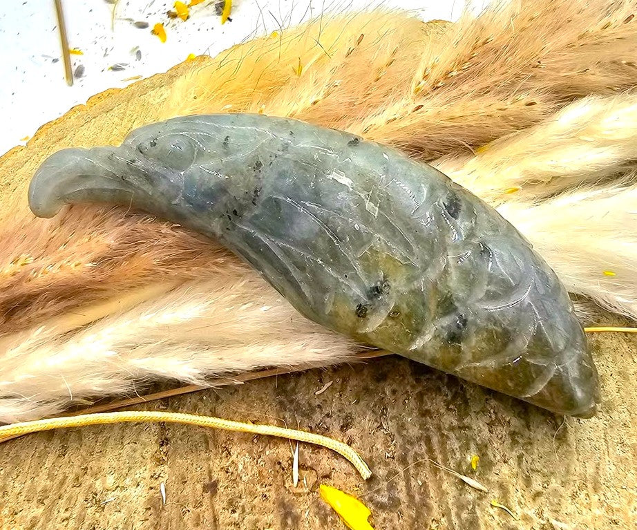 Nature Labradorite Carved Flashy Eagle Decor Figure