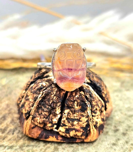 Nature Fluorite Pixiu Adjustable Ring
