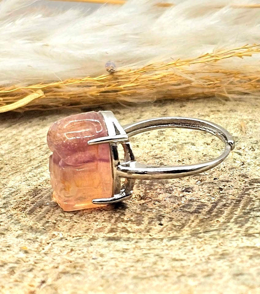 Nature Fluorite Pixiu Adjustable Ring