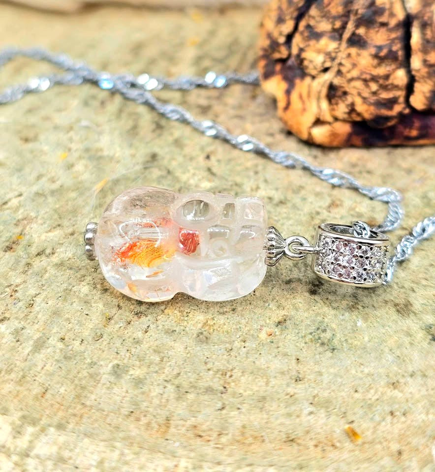 Nature Hematoid Koi Quartz Pixiu Pendant Necklace