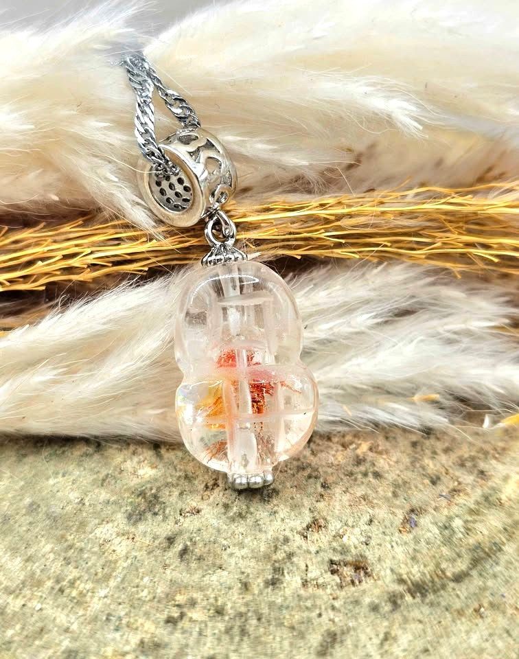 Nature Hematoid Koi Quartz Pixiu Pendant Necklace