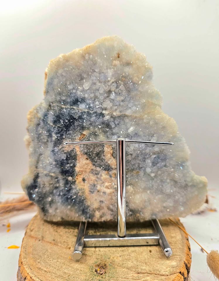 Nature Sparking Druzy Quartz 2.6 lbs Collector Specimen With Stand