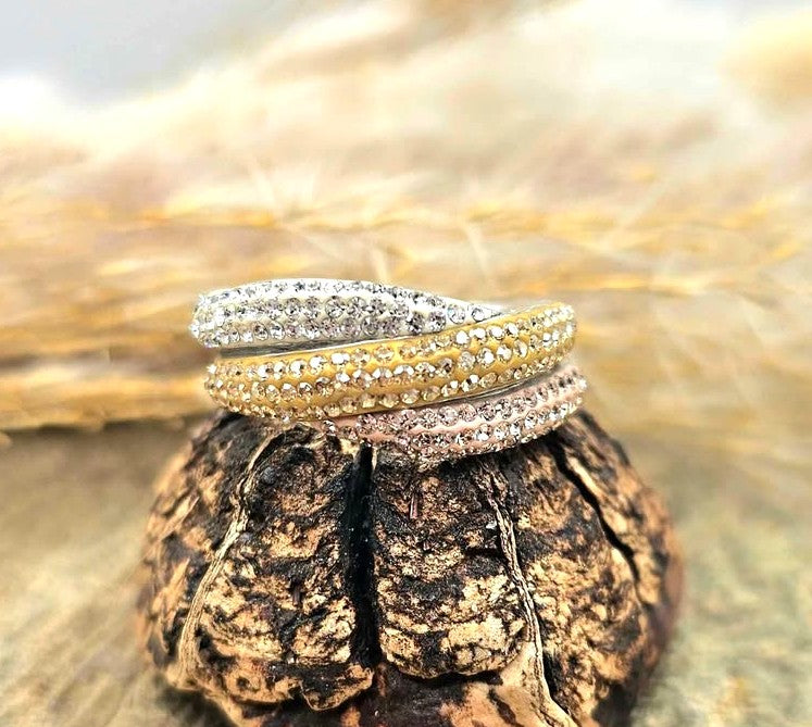 Tri Colors Ultra Sparking CZ bands Sterling 925 Ring(Size 7)