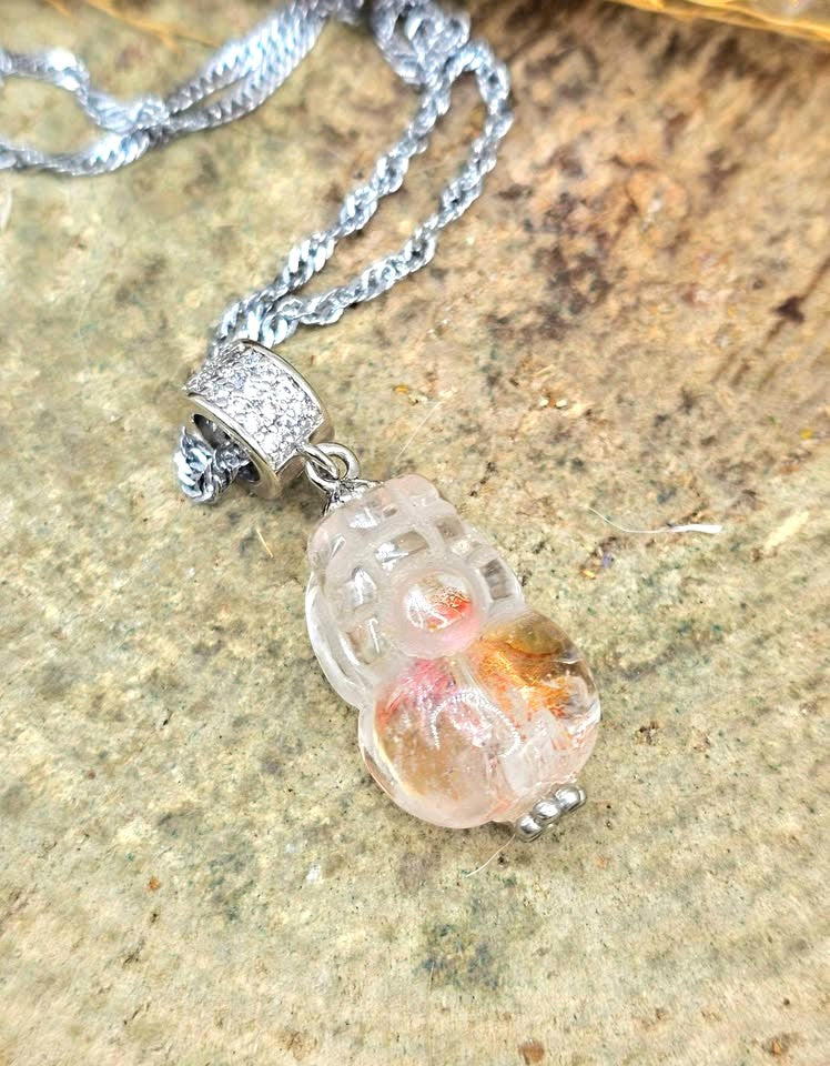 Nature Hematoid Koi Quartz Pixiu Pendant Necklace