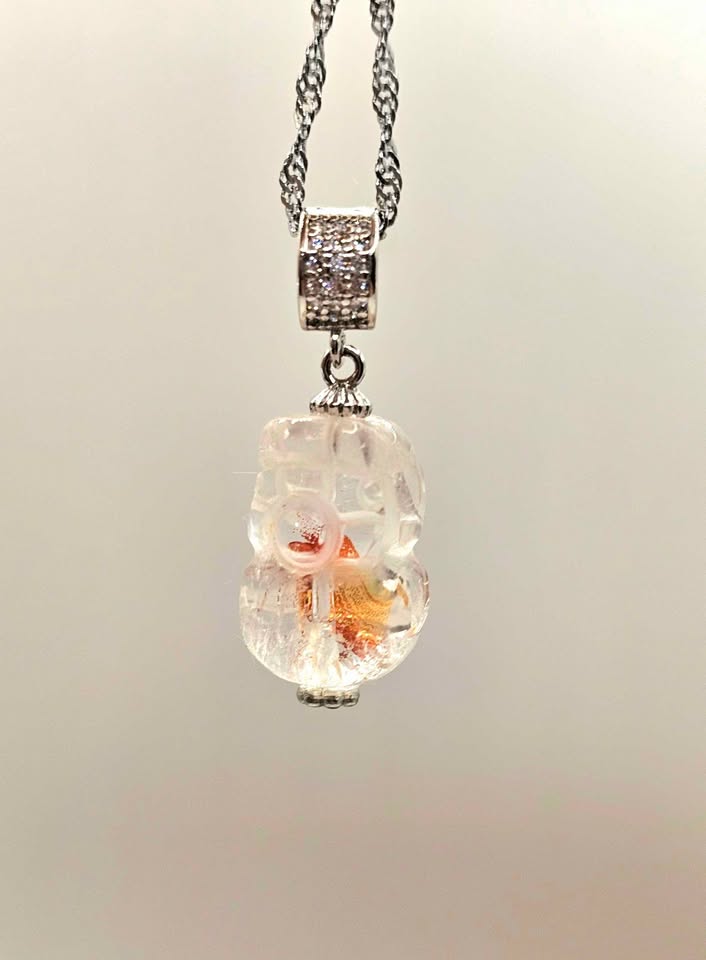 Nature Hematoid Koi Quartz Pixiu Pendant Necklace