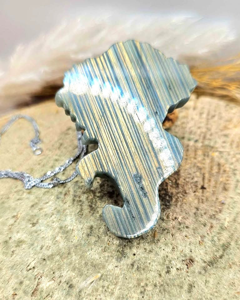 Nature Labradorite Mermaid Big Pendant Necklace