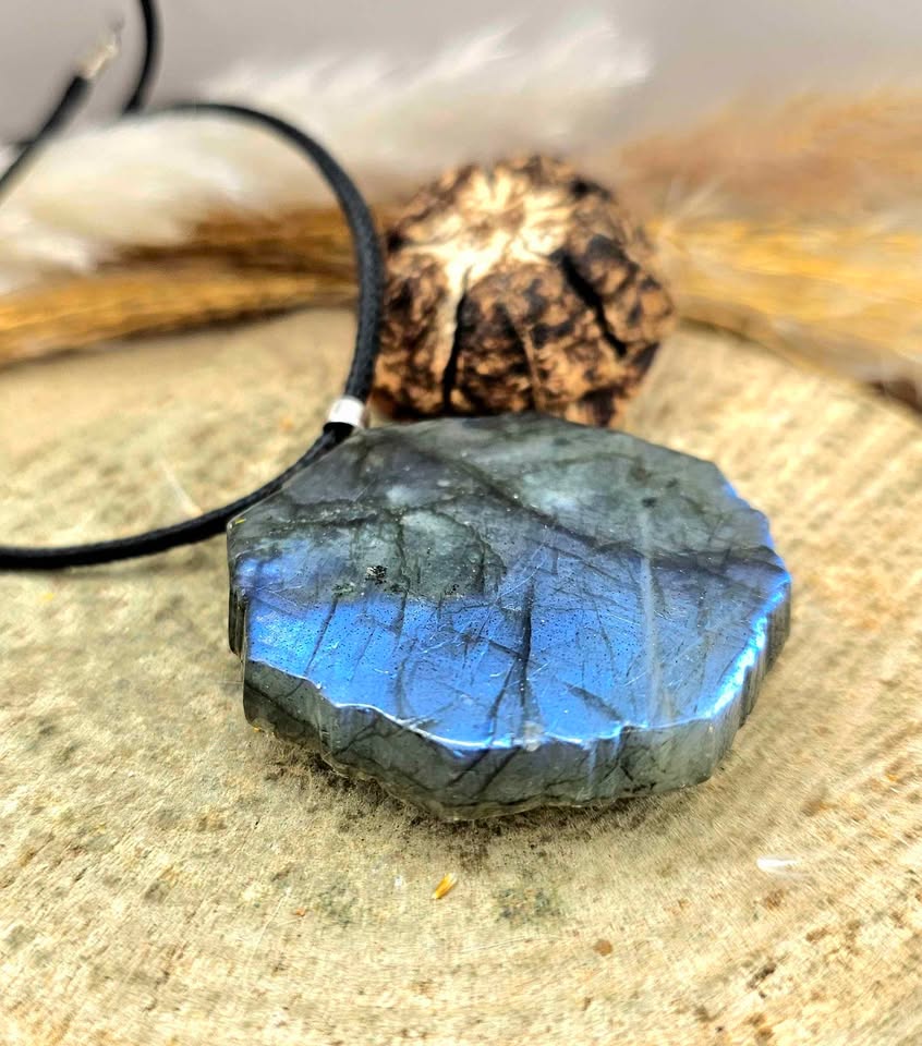 Nature Labradorite Carved Oriental Dragon Pendant Necklace