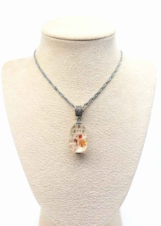 Nature Hematoid Koi Quartz Pixiu Pendant Necklace