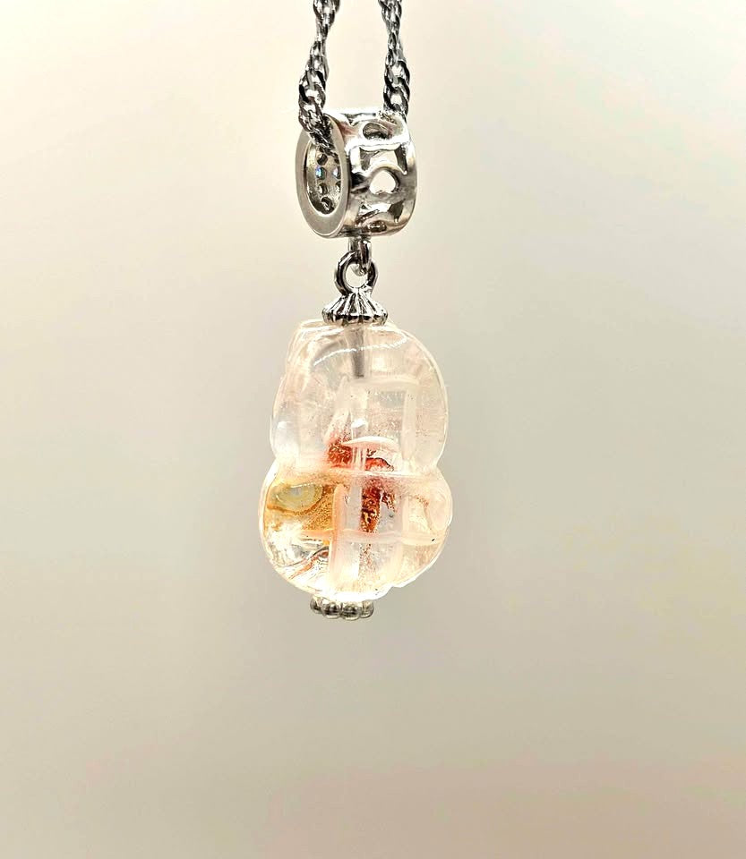 Nature Hematoid Koi Quartz Pixiu Pendant Necklace