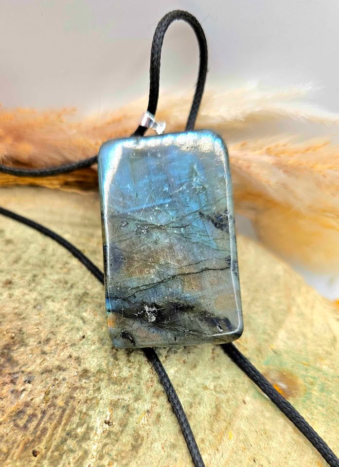 Nature Labradorite Fox Warrior Pendant Necklace