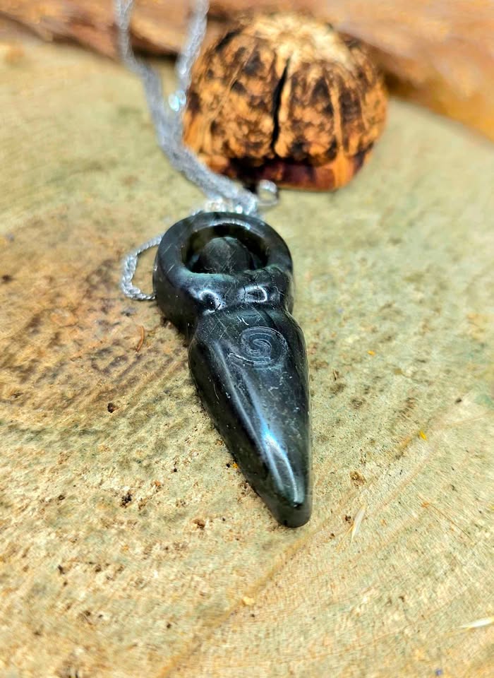 Nature Labradorite Carved Spiral Goddess Pendant Necklace