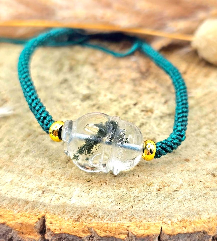 Nature Garden Quartz Hand Carved Penguin Braided Bracelet