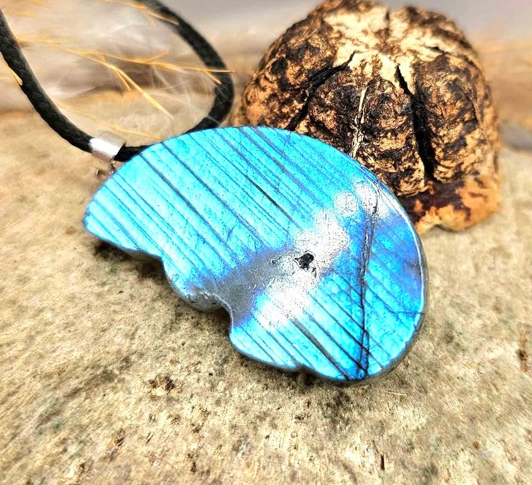 Nature Labradorite Horse And Dragon Pendant Necklace