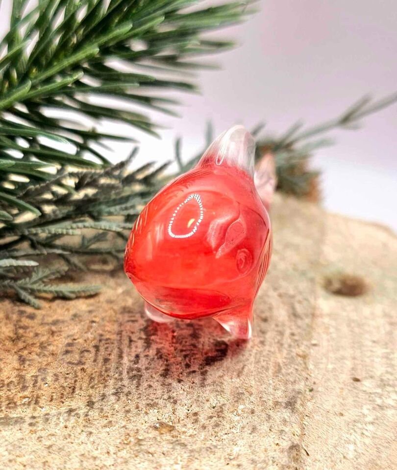 Unique Red Smelt Quartz Cute Shark Decor Figure