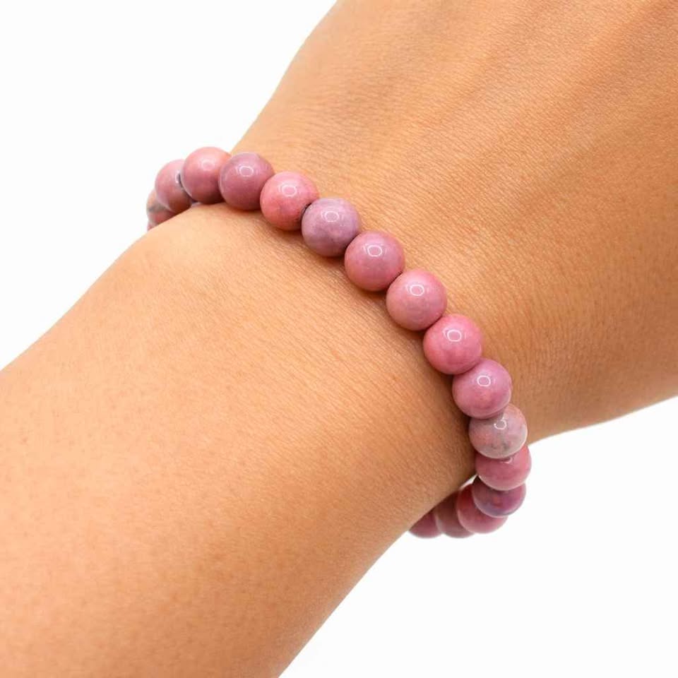 Nature Rhodonite 7mm Round Bead Bracelet