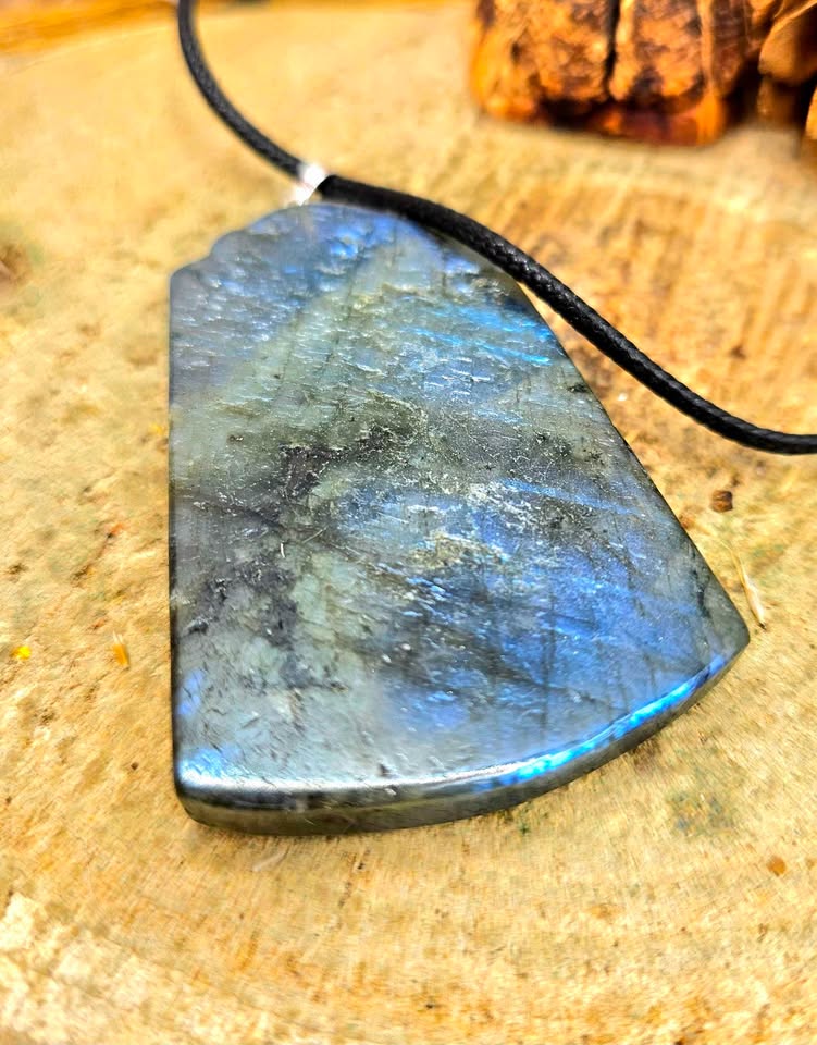 Nature Labradorite Oriental Dragon Big Pendant Necklace