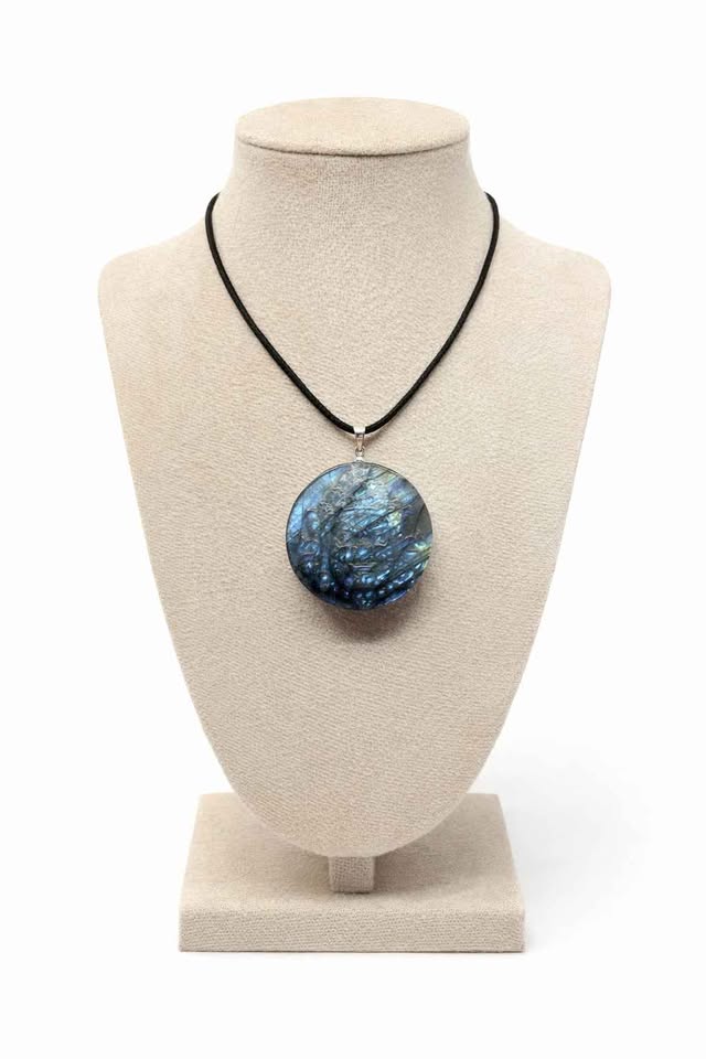 Nature Labradorite Tibetan Buddhism Wrathful Deity Pendant Necklace.