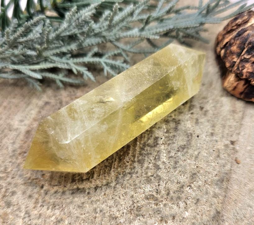 Beautiful Heated Citrine Crystal Double Tips Wand Point