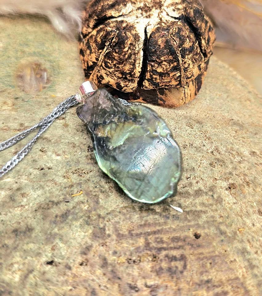 Nature Labradorite Carved Flashy Goldfish Pendant Necklace