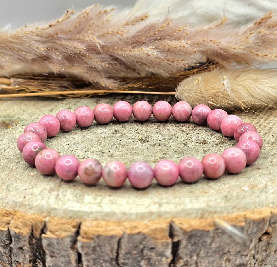 Nature Rhodonite 7mm Round Bead Bracelet