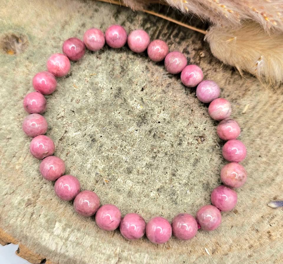 Nature Rhodonite 7mm Round Bead Bracelet