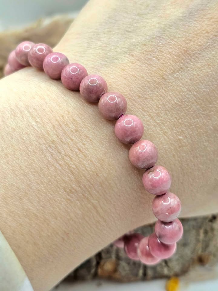 Nature Rhodonite 7mm Round Bead Bracelet
