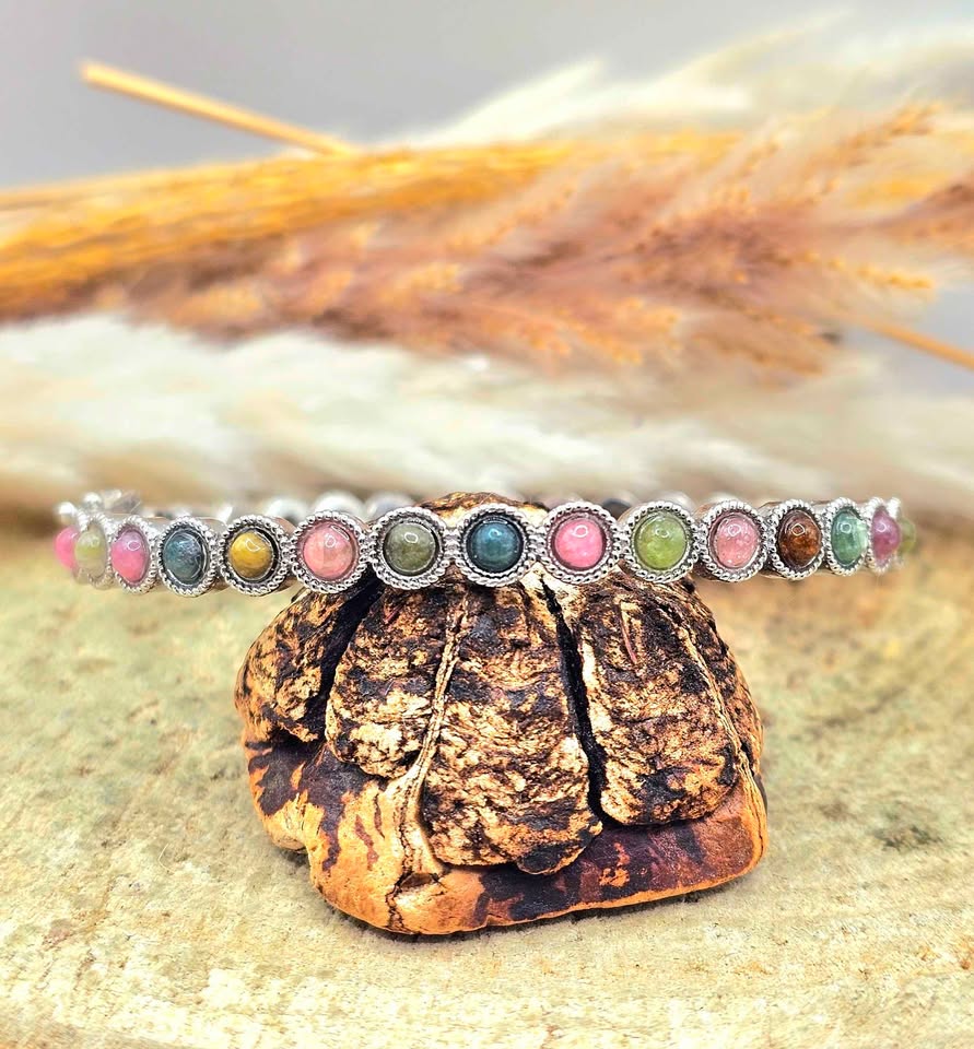 Multi Nature Gemstones Crystal Chakra Bangle