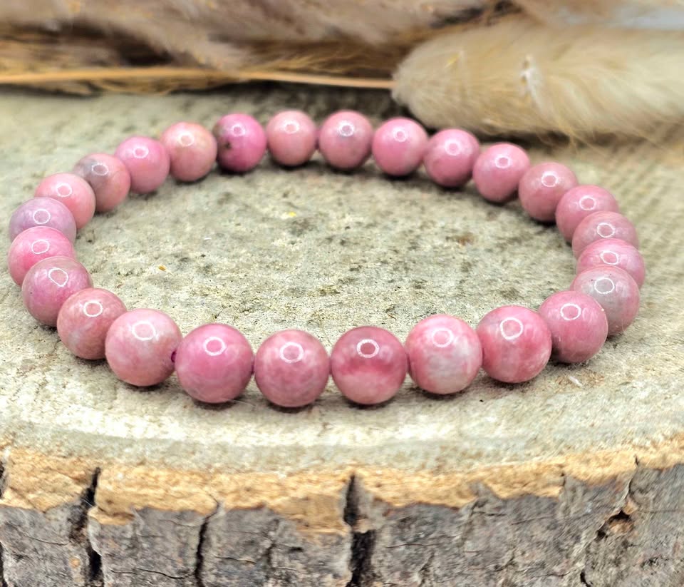 Nature Rhodonite 7mm Round Bead Bracelet