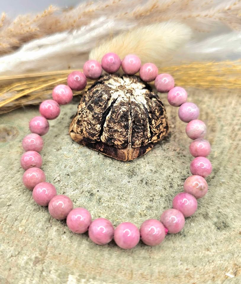 Nature Rhodonite 7mm Round Bead Bracelet