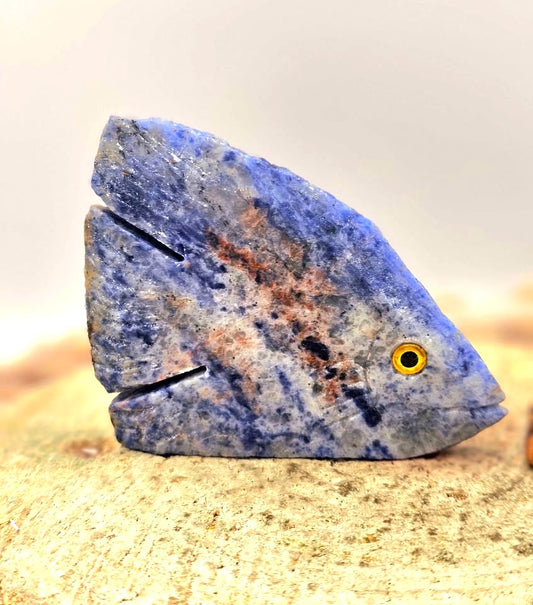 Nature Blue Sodalite Hand Carved Fish Decor Figure