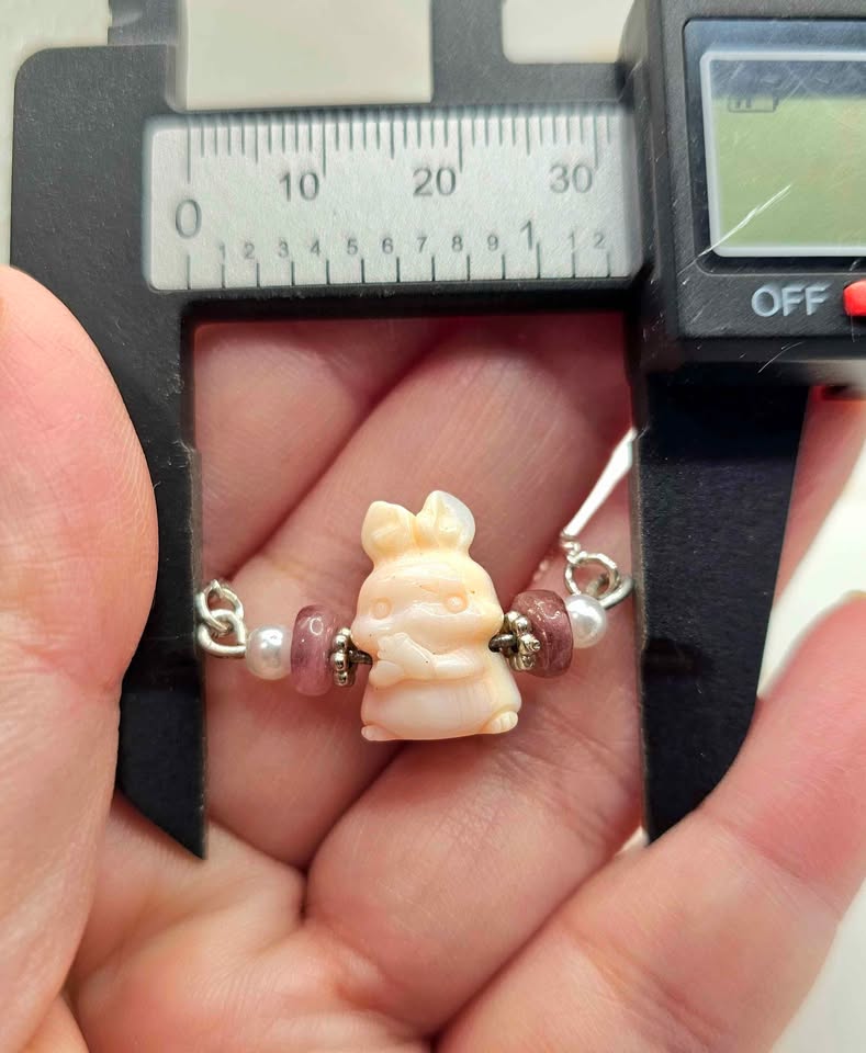 Nature Pink Conch Carve Rabbit Tourmaline Pendant Necklace