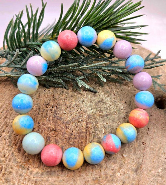 Colorful Nature Alashan Rainbow Stone 10mm Bracelet