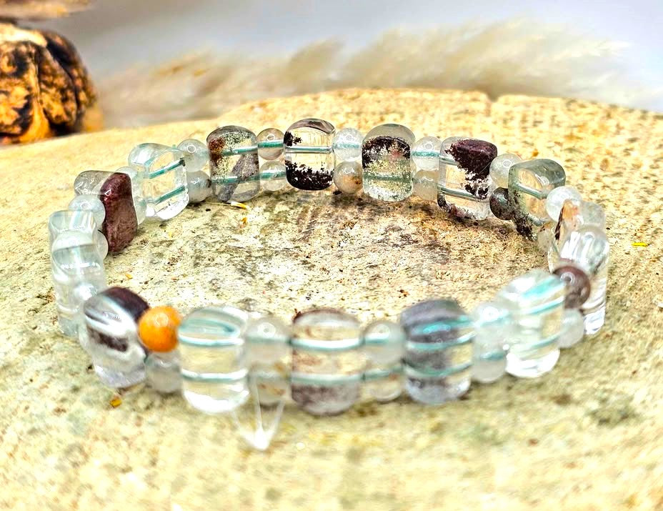 Nature Garden Quartz Oblong Tile Beads Bracelet