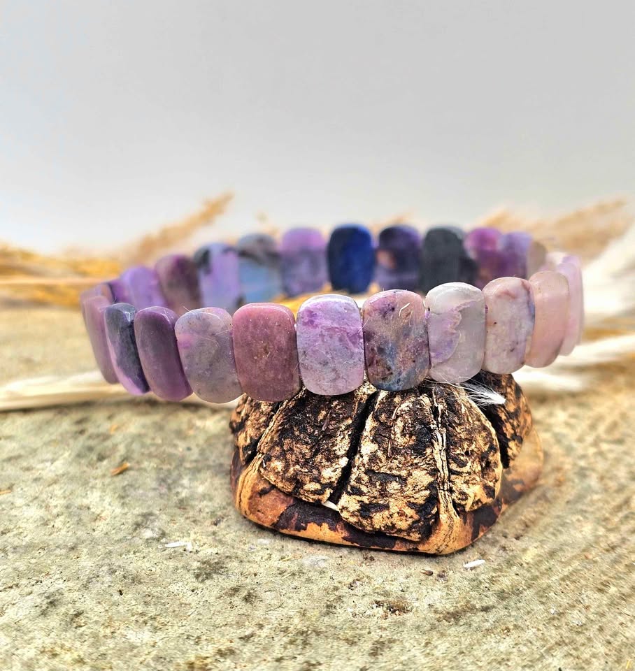 Genuine Nature Sugilite Oblong Tiles Beads Bracelet