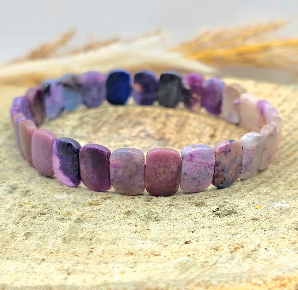 Genuine Nature Sugilite Oblong Tiles Beads Bracelet