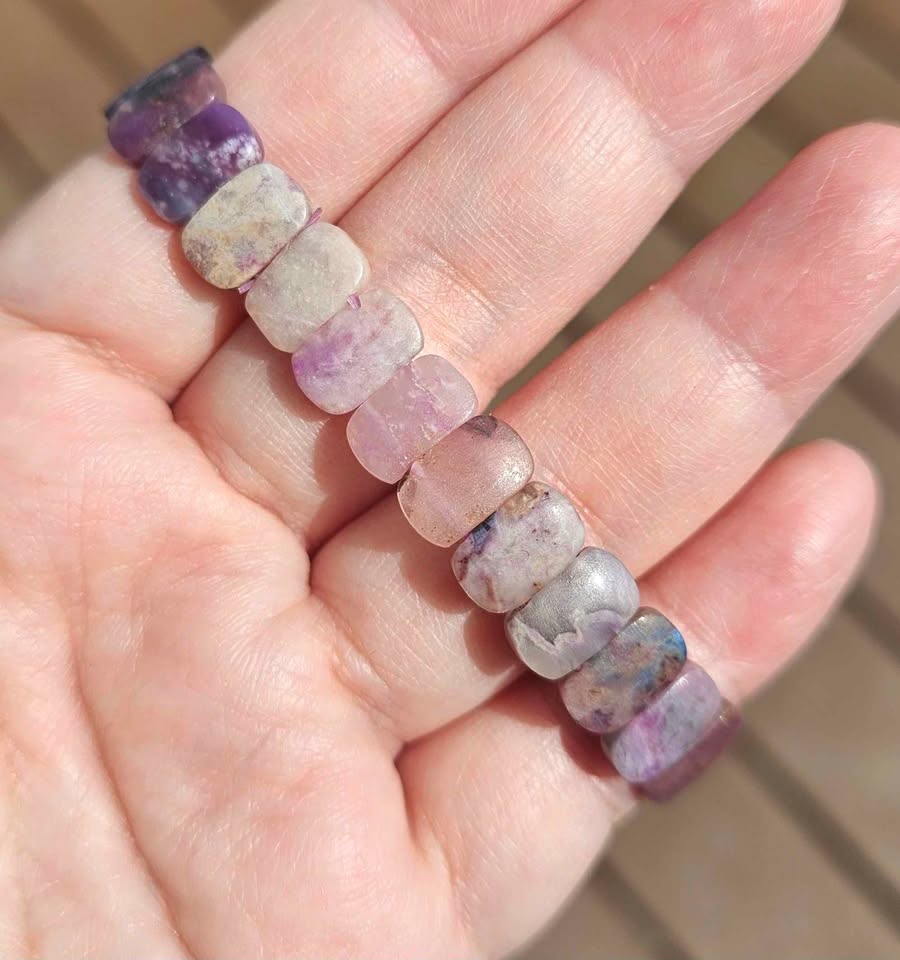 Genuine Nature Sugilite Oblong Tiles Beads Bracelet